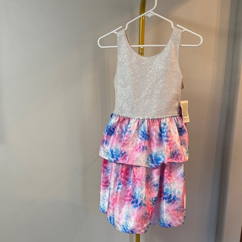 Bonnie Jean Silver and Tie-Dye Dress NWT 12